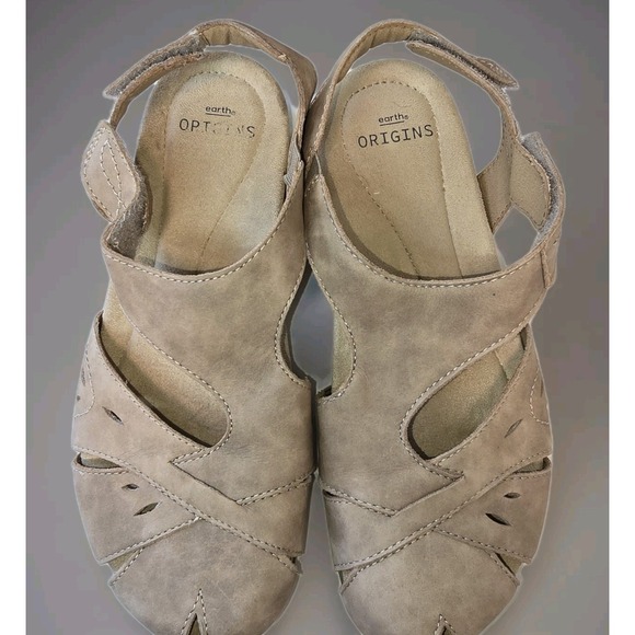 Earth Origins‎ Options Sandals Comfort Slingback Taupe Cutout Casual Shoes - Picture 2 of 16